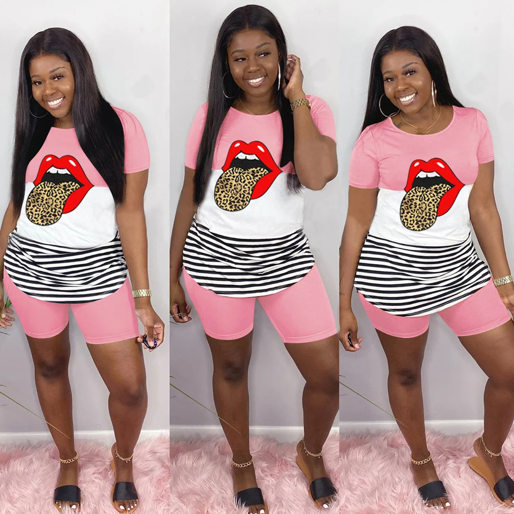 Summer Outfits 2 Piece Women Short Sets 2020 Mouth Printed Irregular Tops and Shorts Striped Casual Two Piece Matching Set
Summer Outfits 2 Piece Women Short Sets 2020 Mouth Printed Irregular Tops and Shorts Striped Casual Two Piece Matching Set
