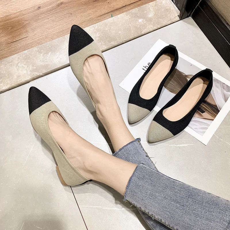 Женские офисные туфли на плоской подошве повседневные однотонные без каблука