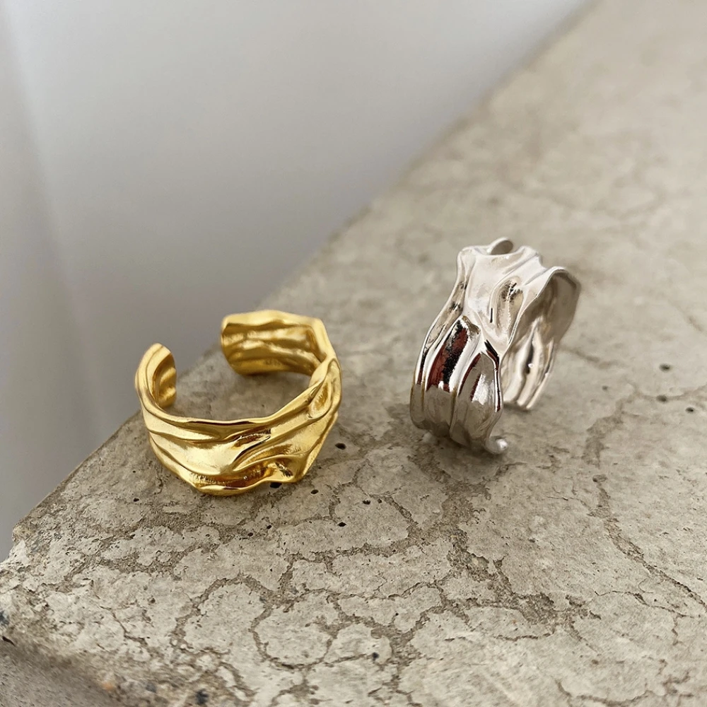 Women's Irregular Open 925 Sterling Silver Uneven Surface Gold Adjustable Ring Jewelry Gift for Anniversary Couple Bands 
Women's Irregular Open 925 Sterling Silver Uneven Surface Gold Adjustable Ring Jewelry Gift for Anniversary Couple Bands