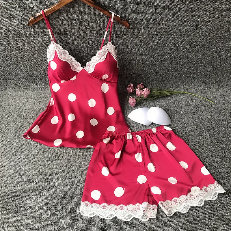 Summer New Sexy Sleeveless Lingerie Set Lace Crop Top Shorts Pajamas Set Satin Nightwear Sexy V-neck Polka Dot Femme Sleepwear
Summer New Sexy Sleeveless Lingerie Set Lace Crop Top Shorts Pajamas Set Satin Nightwear Sexy V-neck Polka Dot Femme Sleepwear