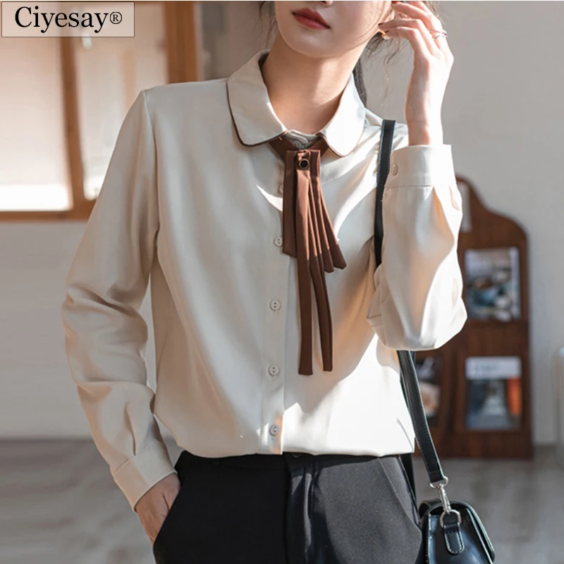 

Модные блузки Ciyesay для женщин 2021, женская рубашка оверсайз, женские элегантные блузки, рубашка-поло