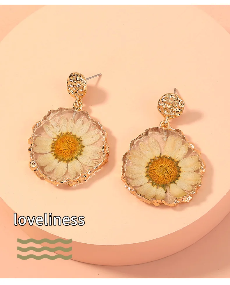 Серьги Euro Forever Dry Dasiy-подвески из смолы универсальные милые ювелирные изделия