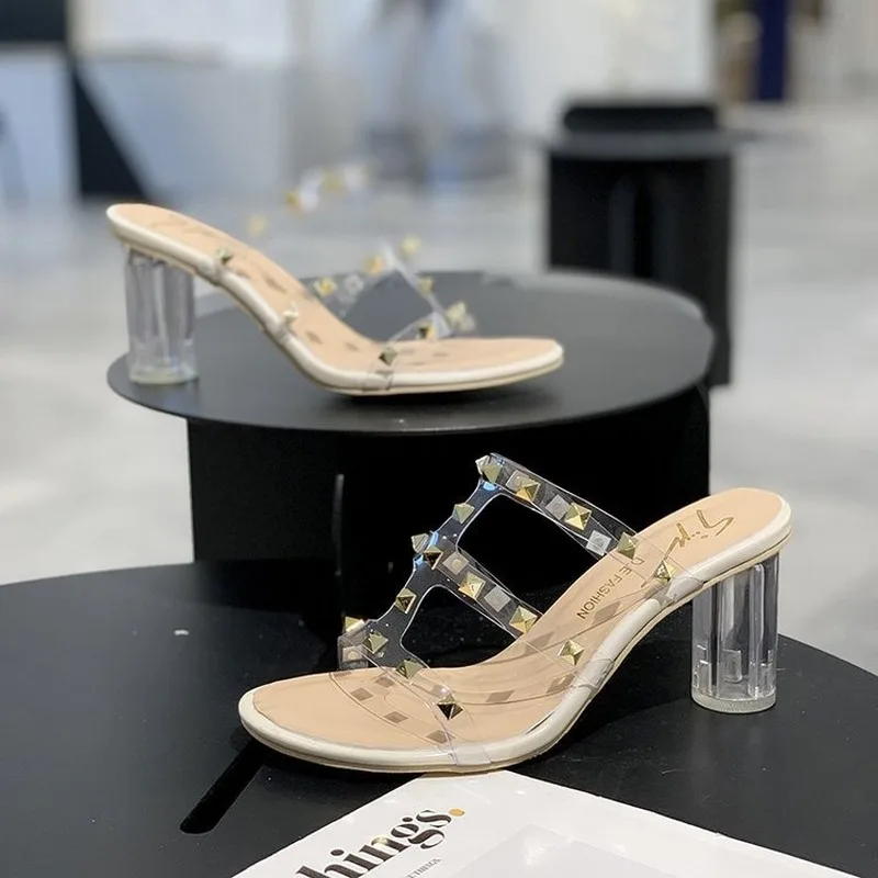 Fashion 2021 Women Sandals Bling 8cm High Heels RIVETS Summer Square Heel Women Shoes Wedding Shoes Leather Sandalia Mujer
Fashion 2021 Women Sandals Bling 8cm High Heels RIVETS Summer Square Heel Women Shoes Wedding Shoes Leather Sandalia Mujer