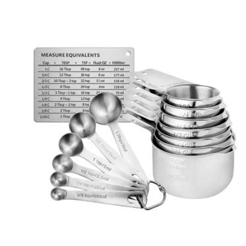 14 Pieces Stainless Steel Measuring Cups And Spoons Set For Kitchen Baking Sugar Coffee Measuring Tools
14 Pieces Stainless Steel Measuring Cups And Spoons Set For Kitchen Baking Sugar Coffee Measuring Tools