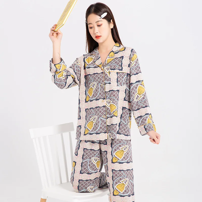 Viscose Print Pajamas Women Shirt&Pants Long Sleeve Sleepwear Elastic Waist Nightwear With Trousers Pyjama Pour Femme Home Wear
Viscose Print Pajamas Women Shirt&Pants Long Sleeve Sleepwear Elastic Waist Nightwear With Trousers Pyjama Pour Femme Home Wear