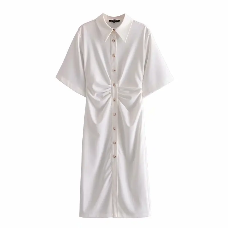 SummerFolds Women Dress Chic Fashion Button-up Draped Midi Shirt Dress Vintage Short Sleeve Side Zipper Female Dresses Vestidos
SummerFolds Women Dress Chic Fashion Button-up Draped Midi Shirt Dress Vintage Short Sleeve Side Zipper Female Dresses Vestidos