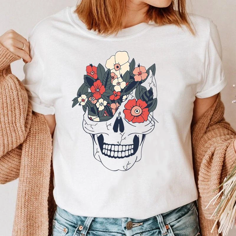 Женская футболка с цветочным принтом, забавная модная футболка на Хэллоуин, Женская мультяшная футболка с коротким рукавом, Женский Топ с г... 
Женская футболка с цветочным принтом, забавная модная футболка на Хэллоуин, Женская мультяшная футболка с коротким рукавом, Женский Топ с г...