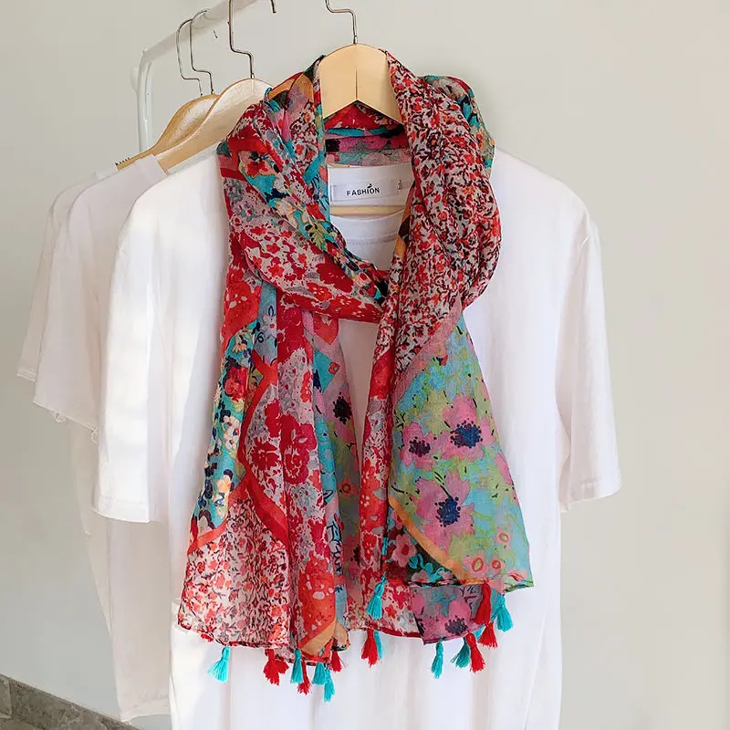 Ethnic style colored cotton and linen scarf women summer travel vacation seaside beach towel gauze scarf
Ethnic style colored cotton and linen scarf women summer travel vacation seaside beach towel gauze scarf
