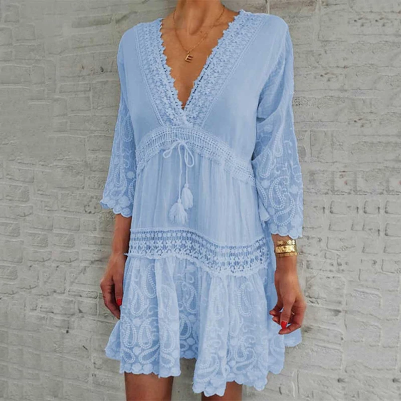 New Hot Summer Dress Women Sexy Floral Lace Hollow Beachwear Comfortable Breathable Small Fresh Lady Beach Dress Woman Clothing
New Hot Summer Dress Women Sexy Floral Lace Hollow Beachwear Comfortable Breathable Small Fresh Lady Beach Dress Woman Clothing