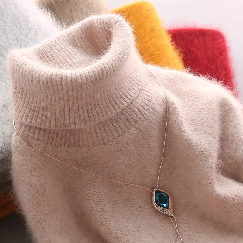 

100% норковый кашемировый свитер с воротником «хомут», женский джемпер, сезон осень-зима 2021, теплая одежда, Женский Зимний пуловер, свитер