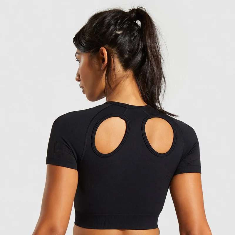 2021 New Arrival Women Seamless Short Sleeve Shirt Solid Color Breathable Stretchy Quick Dry Hollow Out Fitness Sports Shirt
2021 New Arrival Women Seamless Short Sleeve Shirt Solid Color Breathable Stretchy Quick Dry Hollow Out Fitness Sports Shirt