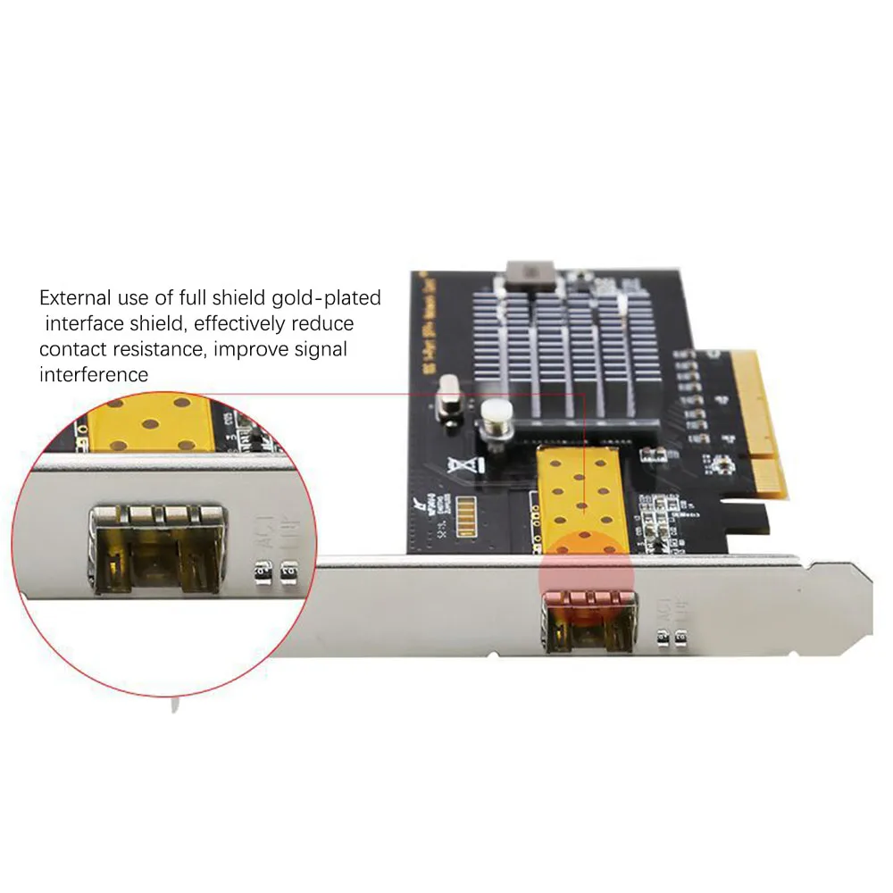PCIE to 10/100/1000/10000M SFP Network Adapter Riser Card Server PC 10G Gigabit Fibre-optical Network Card with 82599EN Chipset
PCIE to 10/100/1000/10000M SFP Network Adapter Riser Card Server PC 10G Gigabit Fibre-optical Network Card with 82599EN Chipset