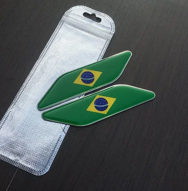 

Pair Brazil Flag Auto Car Fender Side Emblem Skirts Badge Decal Sticker accessories