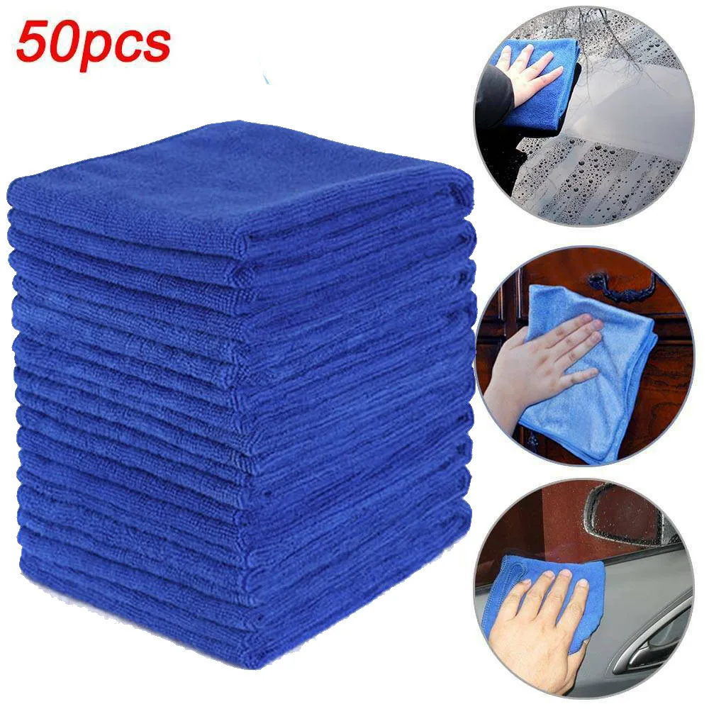 Towels Microfiber 30*30cm 50pcs Absorbent Accessories Blue Clean Cloth