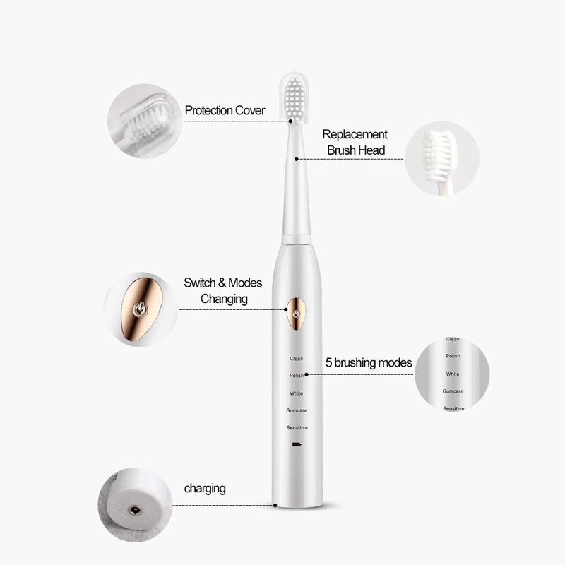 Sonic Toothbrush Adults Electric Toothbrush Rechargeable 4 8 Tooth Brush Heads Oral Nozzle For Toothbrush Dental Sound
Sonic Toothbrush Adults Electric Toothbrush Rechargeable 4 8 Tooth Brush Heads Oral Nozzle For Toothbrush Dental Sound