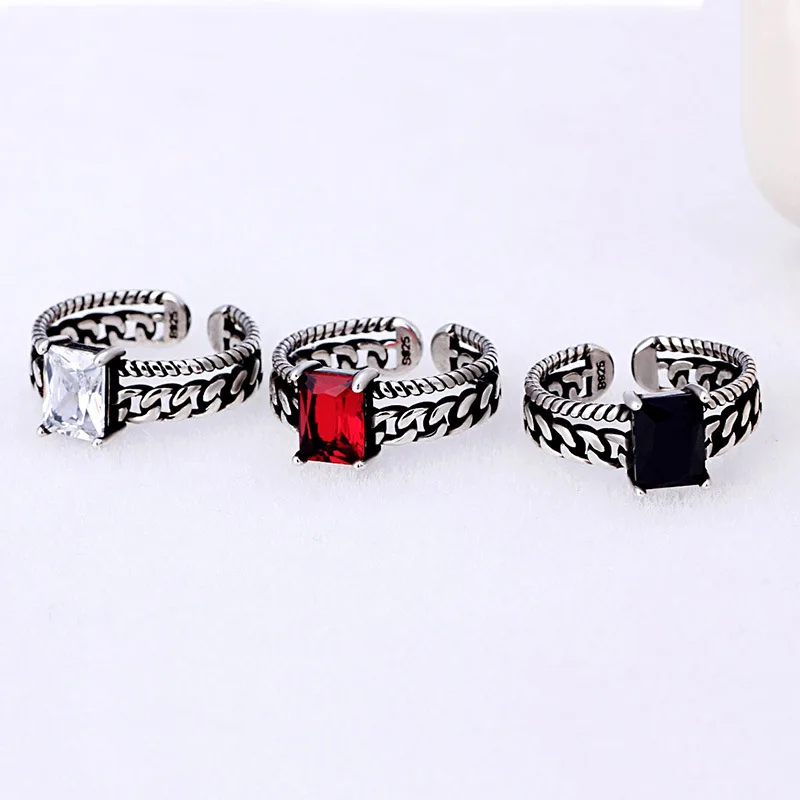 Vintage tricolor Zircon Opening Rings Twisted Chain Models Fashion Black Auger 925 Sterling Thai Silver Ring
Vintage tricolor Zircon Opening Rings Twisted Chain Models Fashion Black Auger 925 Sterling Thai Silver Ring