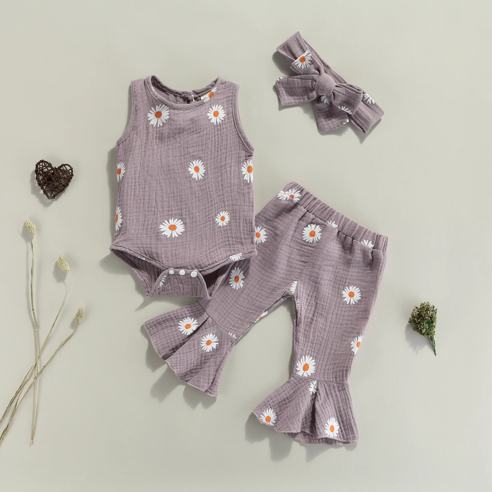 2021-05-27 Lioraitiin 3Pcs Set 0-18M Infant Baby Girl Summer Fashion Clothing Sleeveless Daisy Printed Romper Top Flared Pants
2021-05-27 Lioraitiin 3Pcs Set 0-18M Infant Baby Girl Summer Fashion Clothing Sleeveless Daisy Printed Romper Top Flared Pants