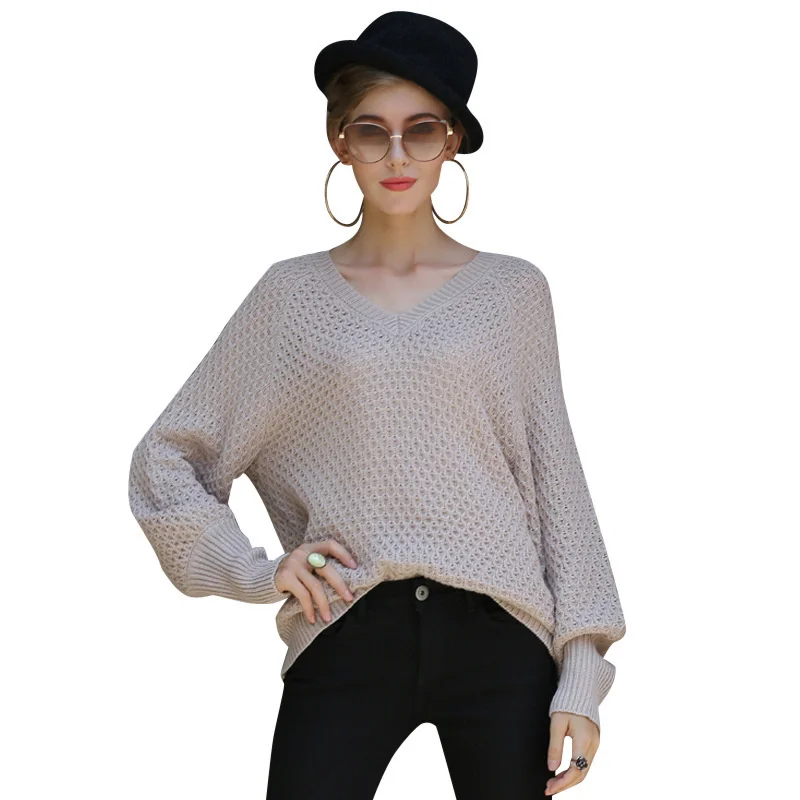 New V-neck Cool Kitted Sweater Women's Winter Wear Loose Knitting Sweater Solid Long Sleeve Warm Soft Sweater
New V-neck Cool Kitted Sweater Women's Winter Wear Loose Knitting Sweater Solid Long Sleeve Warm Soft Sweater