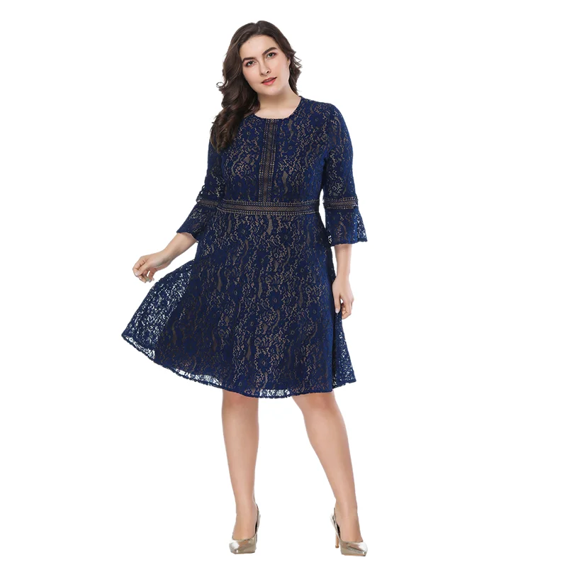 Autumn Elegant Plus Size Women Lace Dresses O-Neck Long Sleeve Dress Fashion New Female Clothes Office Lady 5XL
Autumn Elegant Plus Size Women Lace Dresses O-Neck Long Sleeve Dress Fashion New Female Clothes Office Lady 5XL