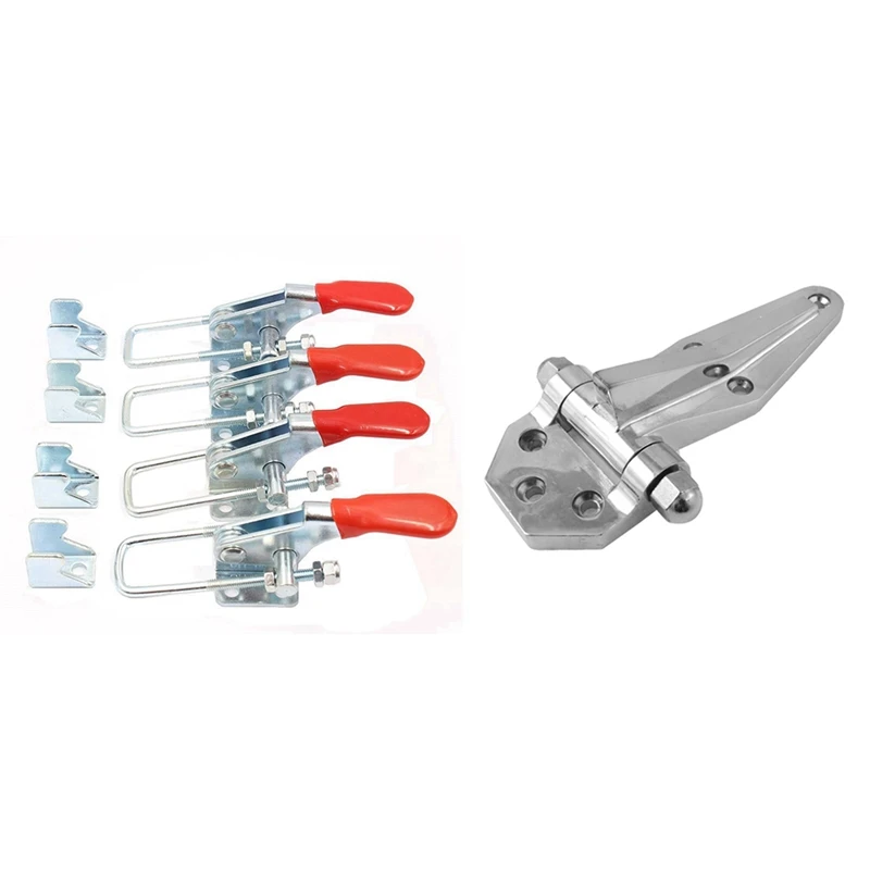 1 Pcs Brushed Satin Nickel Cooler Freezer Door Hinges & 4 Pcs Toggle Clamp Hand Tool Quick Holding Latch 
1 Pcs Brushed Satin Nickel Cooler Freezer Door Hinges & 4 Pcs Toggle Clamp Hand Tool Quick Holding Latch