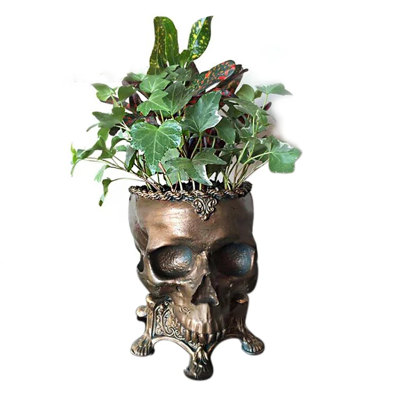 Creative Gothic Skull Head Design Flower Pot Planters Resin Halloween Skullshaped Plant Container Home Bar Decor Garden Ornament
Creative Gothic Skull Head Design Flower Pot Planters Resin Halloween Skullshaped Plant Container Home Bar Decor Garden Ornament