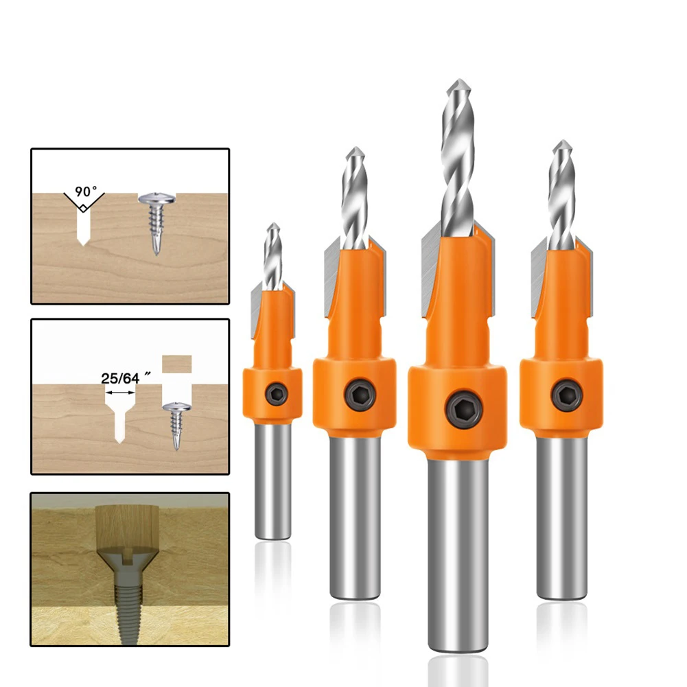 8 10mm Countersink Drill Bit Set Screw 4pcs HSS Woodworking Chamfer W Wrench Screw For Wood Aluminum Alloy Screws wood cutter
8 10mm Countersink Drill Bit Set Screw 4pcs HSS Woodworking Chamfer W Wrench Screw For Wood Aluminum Alloy Screws wood cutter