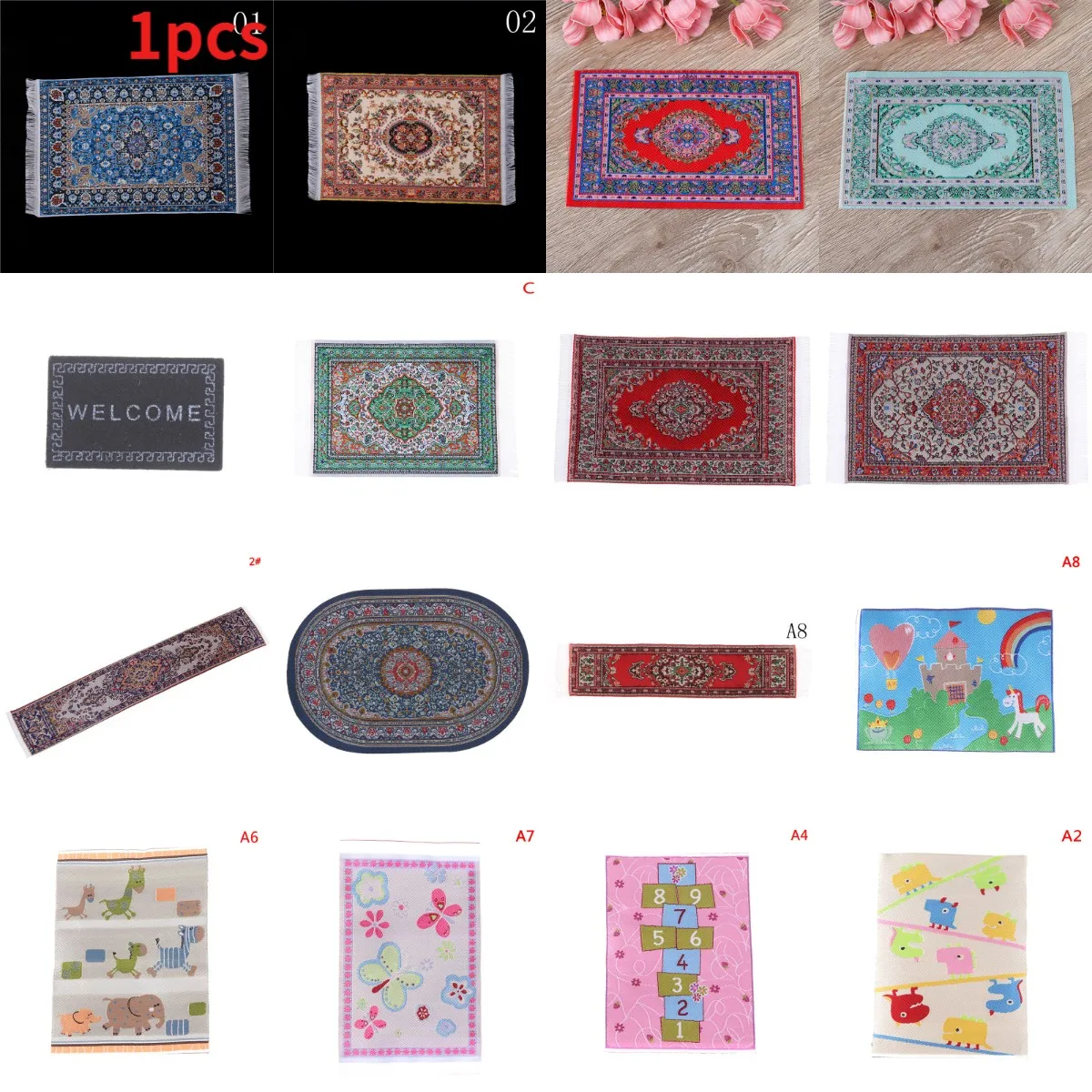 1pcs 1:12 fashion Dollhouse Carpet Floral Mat Playing House Decor Floor Coverings Miniature Weaving Rug Doll Accessories
1pcs 1:12 fashion Dollhouse Carpet Floral Mat Playing House Decor Floor Coverings Miniature Weaving Rug Doll Accessories