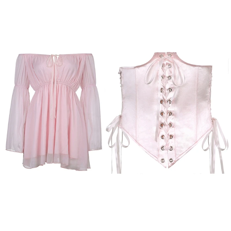 Chiffon Pink Summer Beach Sundress Women Vintage Clothing Long Flared Sleeves 94PA
Chiffon Pink Summer Beach Sundress Women Vintage Clothing Long Flared Sleeves 94PA