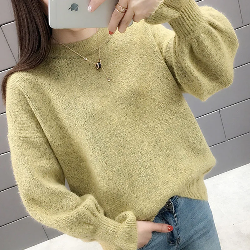 2020 Autumn Winter Korean Women Sweater Casual O Neck Solid Knitted Pullover Loose Flare Sleeve Elegant Sweaters Women
2020 Autumn Winter Korean Women Sweater Casual O Neck Solid Knitted Pullover Loose Flare Sleeve Elegant Sweaters Women