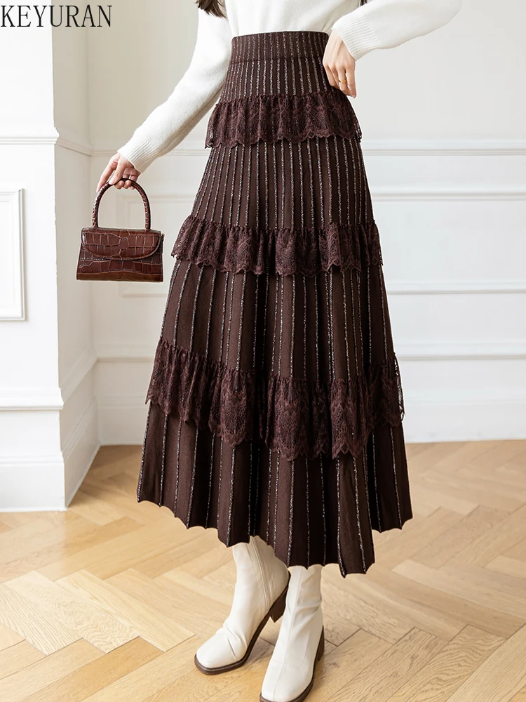 TIGENA Vintage Lace Knitted Midi Skirt Women 2021 Autumn Winter Elegant Solid A Line High Waist Pleated Long Skirt Female Lady
TIGENA Vintage Lace Knitted Midi Skirt Women 2021 Autumn Winter Elegant Solid A Line High Waist Pleated Long Skirt Female Lady