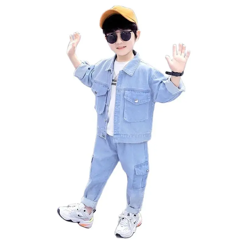 Spring & Autumn Cotton And Polyester Boy Denim Set Long Sleeve Solid Color Casual Two-Piece Suit Fashionable Children's Clothing
Spring & Autumn Cotton And Polyester Boy Denim Set Long Sleeve Solid Color Casual Two-Piece Suit Fashionable Children's Clothing