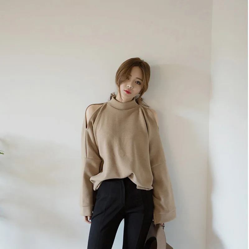 female Korean style sweatshirts half turtle neck elegant solid pullover sexy off shoulder tops loose casual fashion street wear
female Korean style sweatshirts half turtle neck elegant solid pullover sexy off shoulder tops loose casual fashion street wear