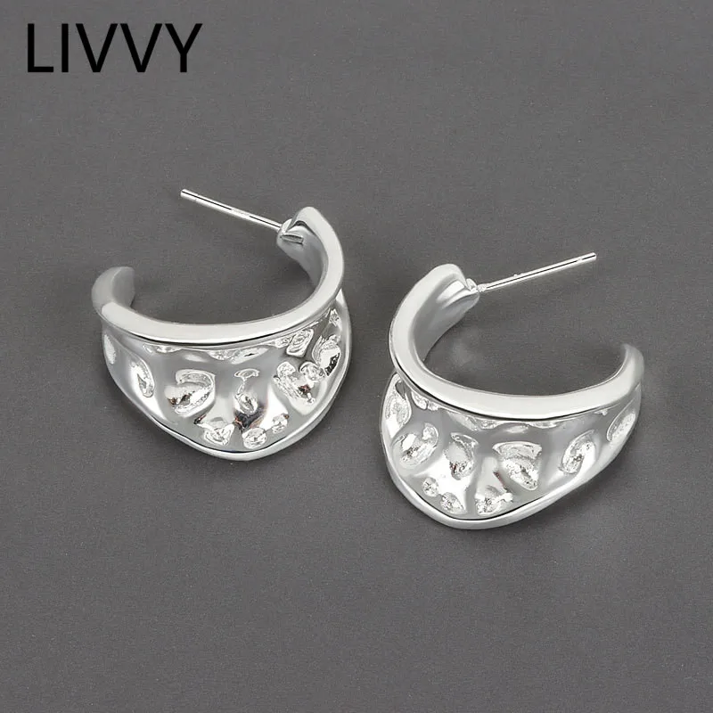 

LIVVY Silver Color Korean Irregular Bump Earrings Charm Women Trendy Jewelry Vintage Party Accessories Gifts Earring