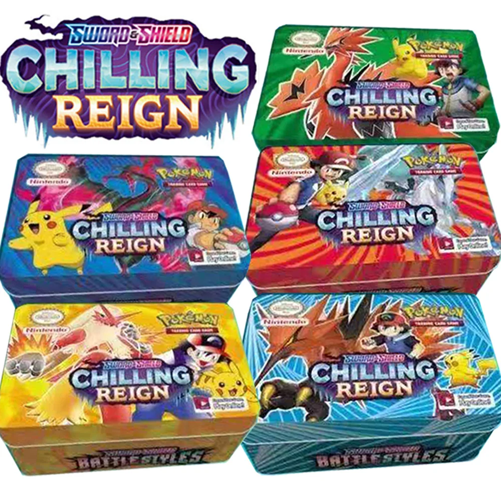 42/Set Pokemon cards Iron Box TAKARA TOMY Battle Chilling Reign Game Hobby Collectibles Game Collection Anime Cards for Children
42/Set Pokemon cards Iron Box TAKARA TOMY Battle Chilling Reign Game Hobby Collectibles Game Collection Anime Cards for Children