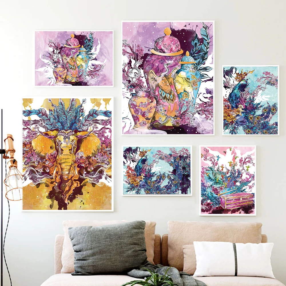 Watercolor Posters Flowers Birds Elephant Magic Box Canvas Painting Prints Wall Art Pictures Living Room Kitchen Home Decoration
Watercolor Posters Flowers Birds Elephant Magic Box Canvas Painting Prints Wall Art Pictures Living Room Kitchen Home Decoration