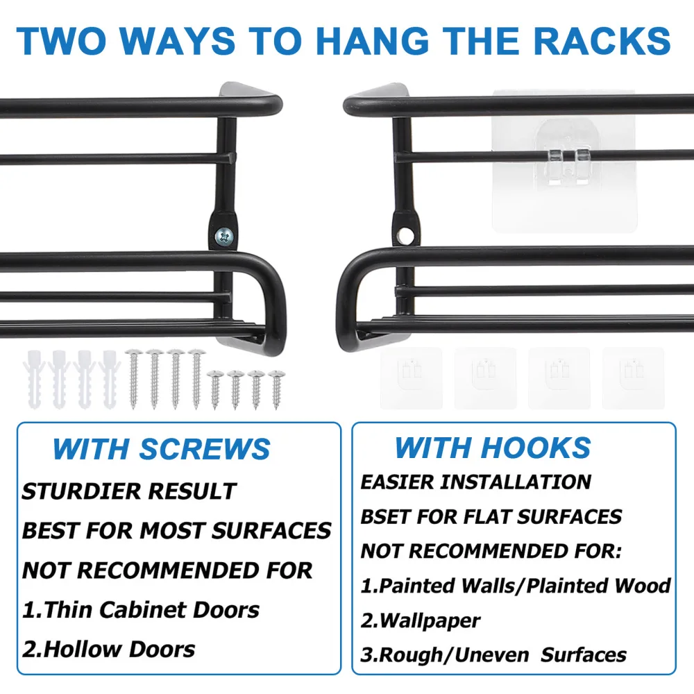 2Pcs Carbon Steel Wall-mounted Seasoning Racks Storage Holders for Home (Black)
2Pcs Carbon Steel Wall-mounted Seasoning Racks Storage Holders for Home (Black)