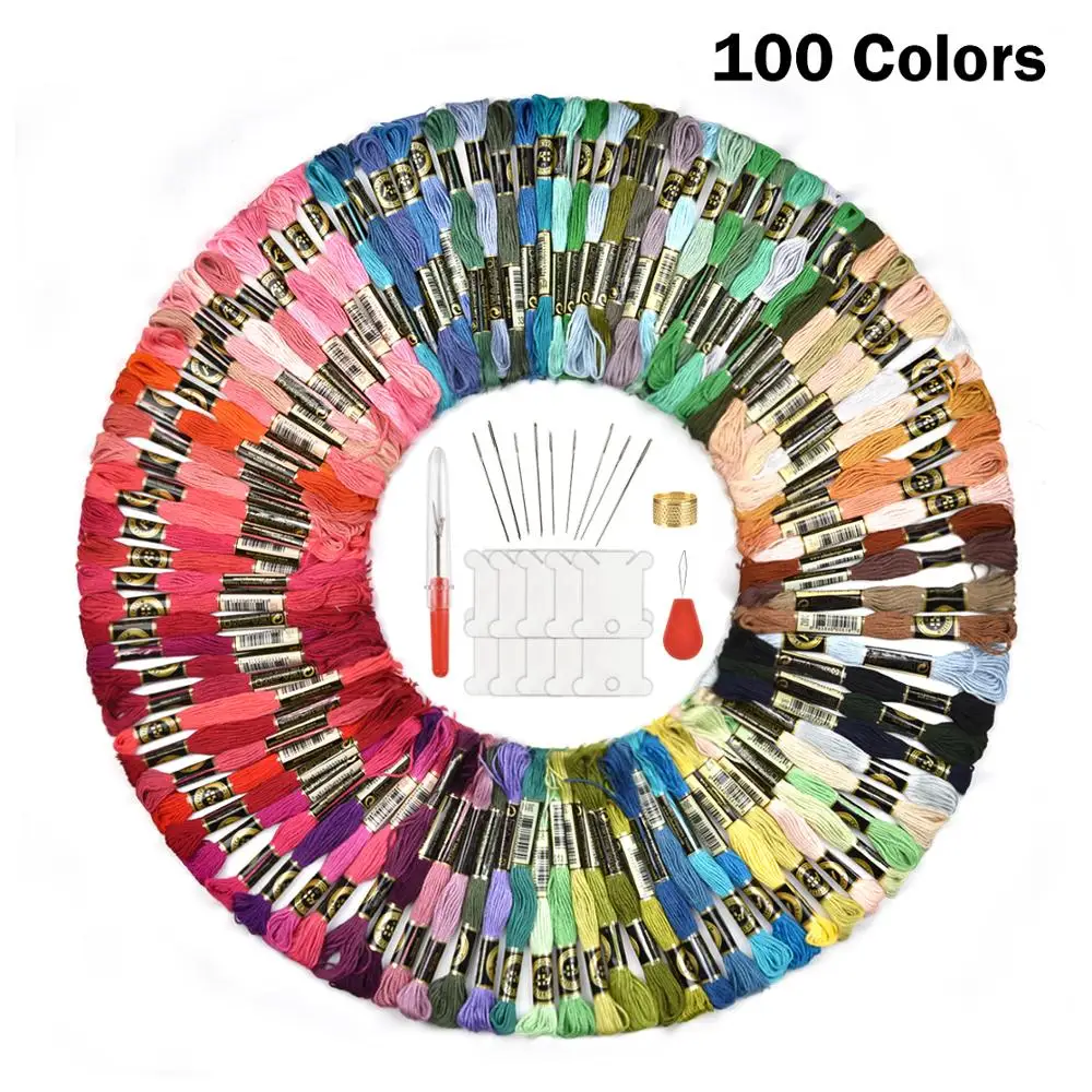 100Pcs Embroidery DIY Random Cotton Line Sets Thread Cross Stitch Needles Untwist Tool Threader Floss Bobbins Thimble Craft Gift
100Pcs Embroidery DIY Random Cotton Line Sets Thread Cross Stitch Needles Untwist Tool Threader Floss Bobbins Thimble Craft Gift