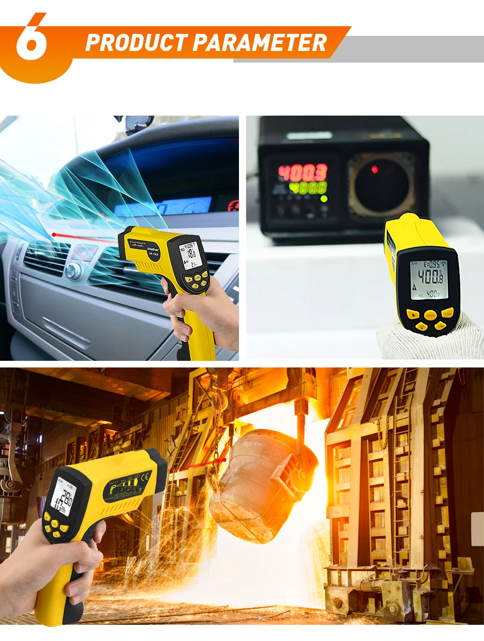 HoldPeak Digital Infrared HP-1300 Thermometer -50'C~1300 Temperature Gun Pistola Tester Non Contact Meter Pyrometer LCD Display
HoldPeak Digital Infrared HP-1300 Thermometer -50'C~1300 Temperature Gun Pistola Tester Non Contact Meter Pyrometer LCD Display