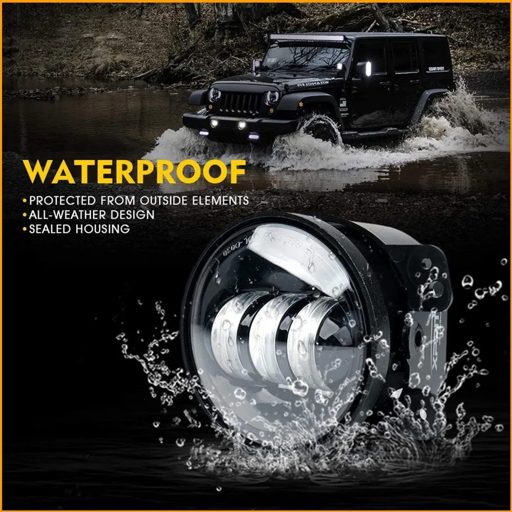 4 дюймовые светодиодсветодиодный Противотуманные фары для 07 18 Jeep Wrangler JK Unlimited