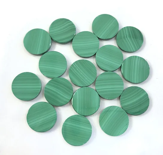 

Natural Malachite Flat Cabochon 14mm flat Round Gemstone CABS Rings Face DIY Handmade Gifts Jewelry Making Inlay Loose Beads