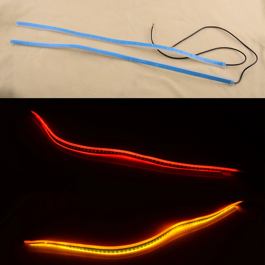 2pcs Universal 60cm Car Front LED Headlight DRL Daytime Running Strip Light Turn Signal Lamp Slim Amber Sequential Flexible 12V
2pcs Universal 60cm Car Front LED Headlight DRL Daytime Running Strip Light Turn Signal Lamp Slim Amber Sequential Flexible 12V