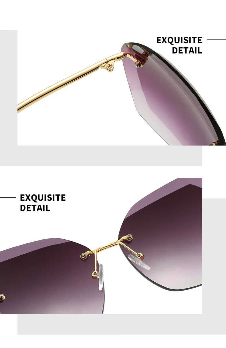 2021 New Fashion Brand Design Vintage Rimless Pilot Sunglasses Women Men Retro Cutting Lens Gradient Sun Glasses Female UV400 
2021 New Fashion Brand Design Vintage Rimless Pilot Sunglasses Women Men Retro Cutting Lens Gradient Sun Glasses Female UV400