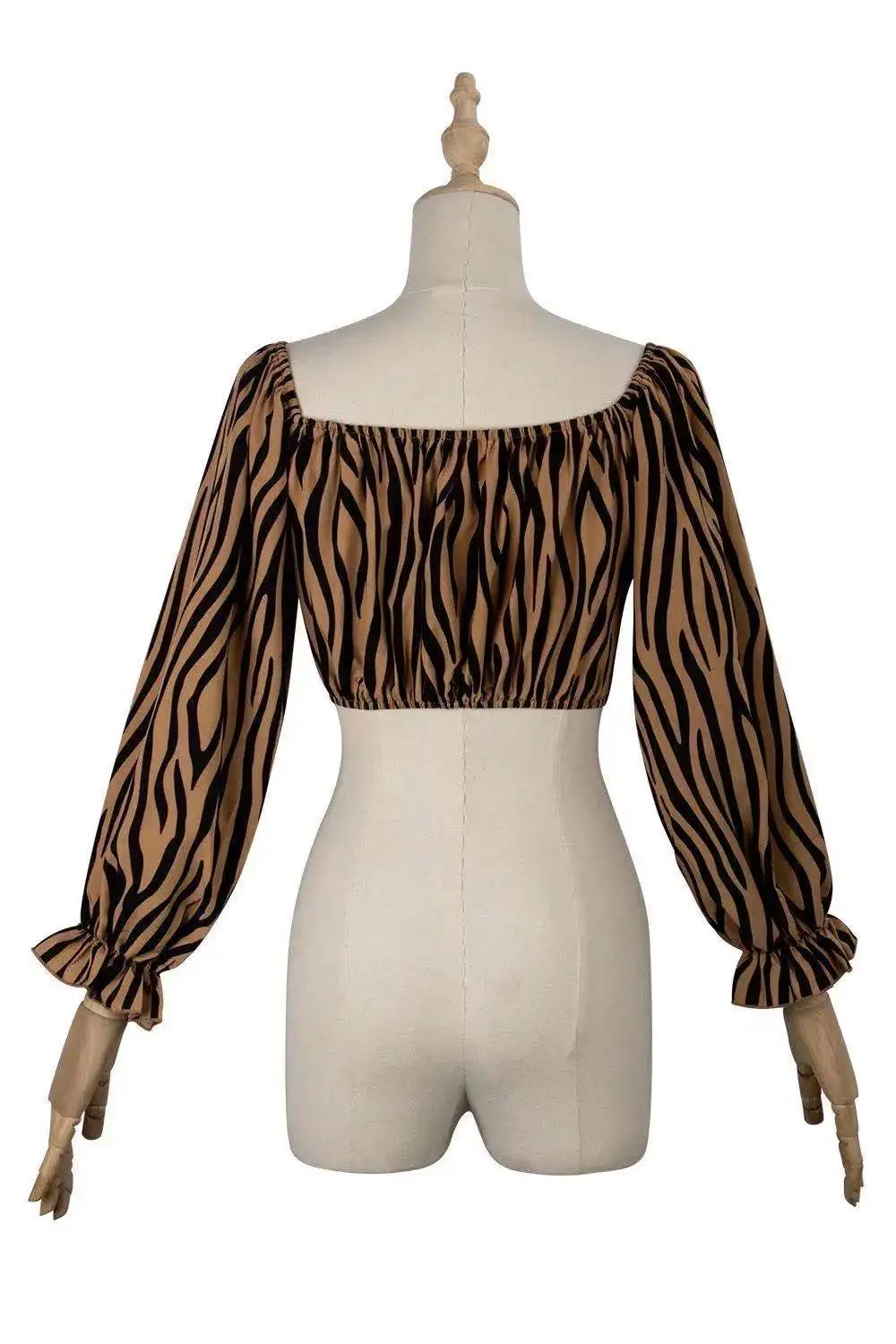 2021 women's super short Tiger Print Ruffle elastic bubble long sleeve high waist cross waist sexy leaky shoulder short new top
2021 women's super short Tiger Print Ruffle elastic bubble long sleeve high waist cross waist sexy leaky shoulder short new top