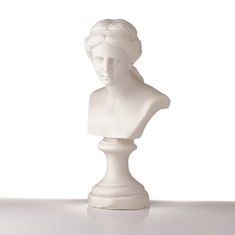 1pcs Mini Bust Sculpture Statue White Resin Venus David Furniture Dollhouse Play Miniature Pretend