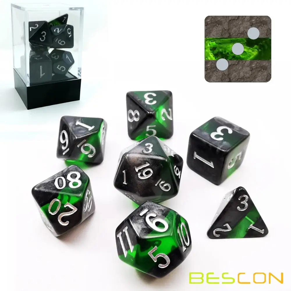 Bescon Набор из 7 многогранных кубиков для D & с драгоценными камнями и RPG игровые