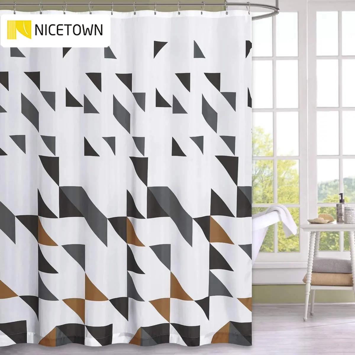 NICETOWN Decorative Geometric Print Waterproof Shower Curtain for Bathroom Showers, Stalls and Bathtubs Hooks Included
NICETOWN Decorative Geometric Print Waterproof Shower Curtain for Bathroom Showers, Stalls and Bathtubs Hooks Included