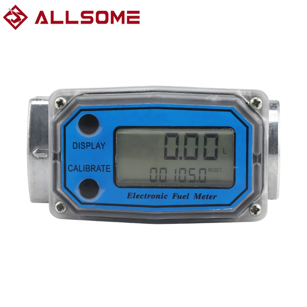 

ALLSOME 5-120L/Min Flow Meter Flowmeter LED Digital Turbine Diesel Fuel Flow Meter Chemical Meter Liquid Water