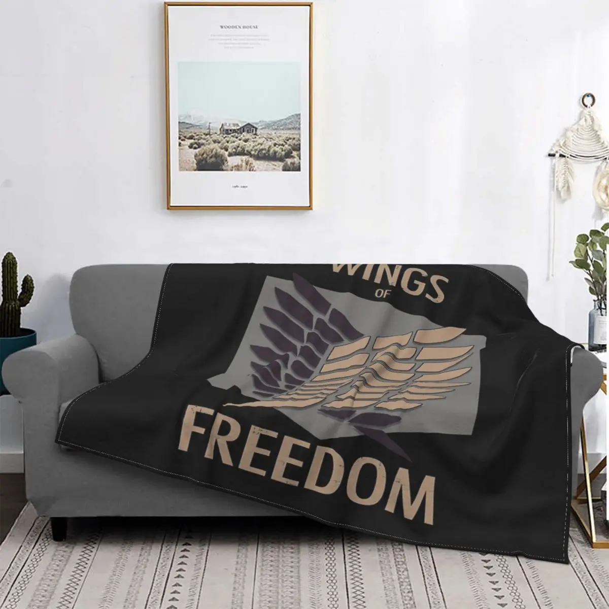 

Manta a cuadros de Wings Of Freedom Attack On Titan, para cama colcha, manta Thermal MICA, toalla de playa de lujo