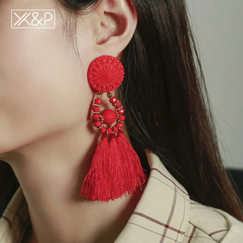 X&P Vintage Acrylic Bohemian Ethnic Long Tassel Drop Earrings for Women Fashion Beaded Fringe Dangle Femme Earrings Jewelry Gift
X&P Vintage Acrylic Bohemian Ethnic Long Tassel Drop Earrings for Women Fashion Beaded Fringe Dangle Femme Earrings Jewelry Gift