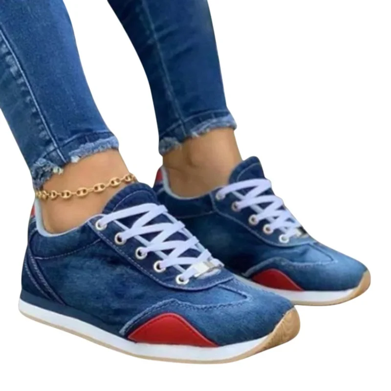 Women's Denim Stitching Sneakers Color Matching Cross Straps Flat-bottomed Casual Sports Shoes Large Size Zapatillas Mujer
Women's Denim Stitching Sneakers Color Matching Cross Straps Flat-bottomed Casual Sports Shoes Large Size Zapatillas Mujer